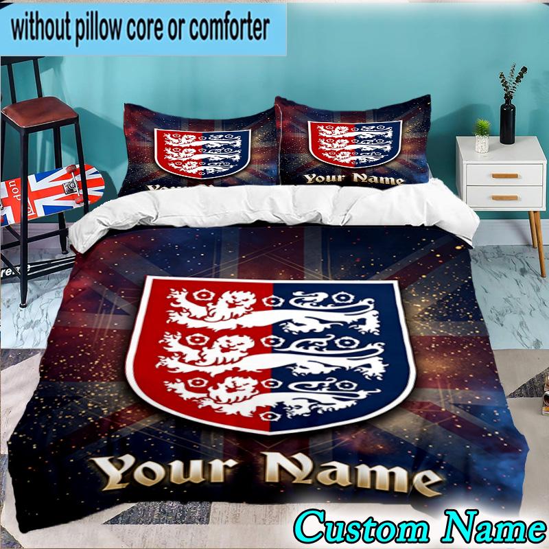 Custom Name England National Football Team 3PCS Bedding Set For Bedroom Dormitory,Including 1pc Duvet Cover And 2pcs Pillowcases Large size Fan gift