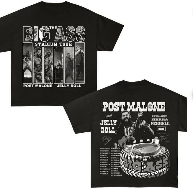 Post Malone Tour 2 sided Shirt Big Ass Stadium Tour Posty 2025 Tour Unisex T-Shirt XXL