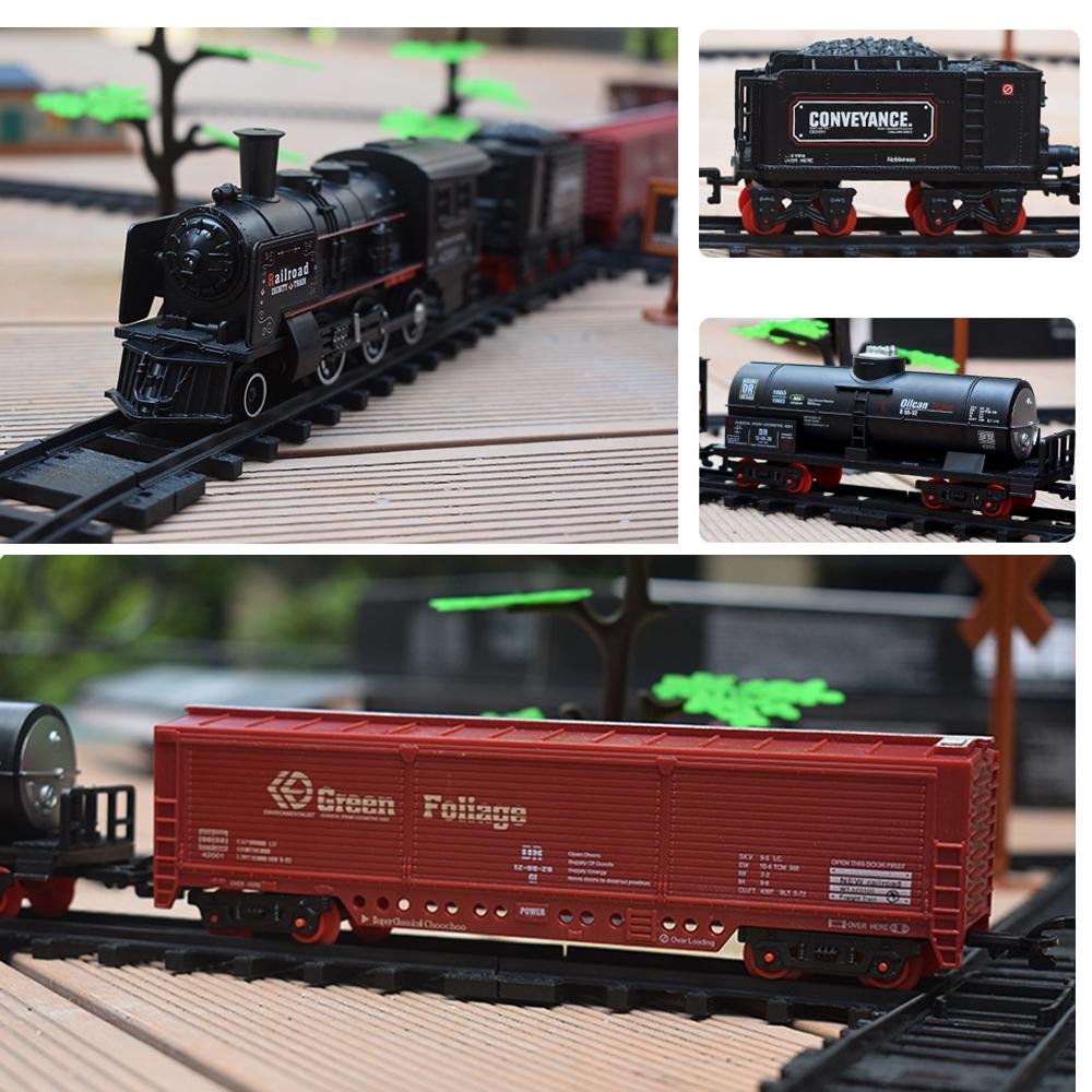 Classical Battery Operate Electric Railway Train Simulation Steam Locomotive Set Adding Water To Smoke Train Toys Lights Sounds