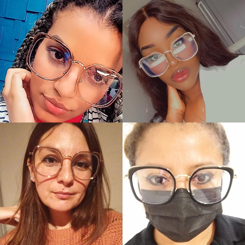 2021 Women Anti Blue Light Glasses Cat Eye Frame Vintage Large Square Eyeglasses Blocking Blue-ray Oversized Spectacles Frames