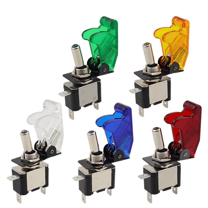 ASW07 Car Modification 20A DC12V Illuminated Toggle Switch with Racing Cover Toggle Switch [Yellow]