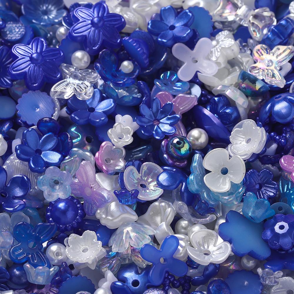 20g Acrylic Mixed Beads Colored Flower Star Shaped Spacer Loose Beads for DIY Jewelry Making Necklace Phone Chain Supplies