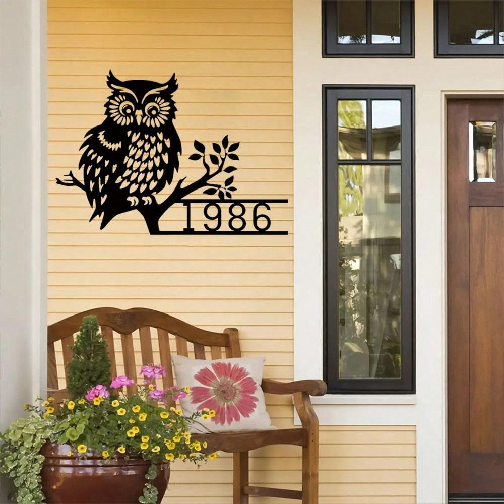 Wrought Iron Address Sign One-Piece House Number Custom Street Name Plate Outdoor Wall Decor