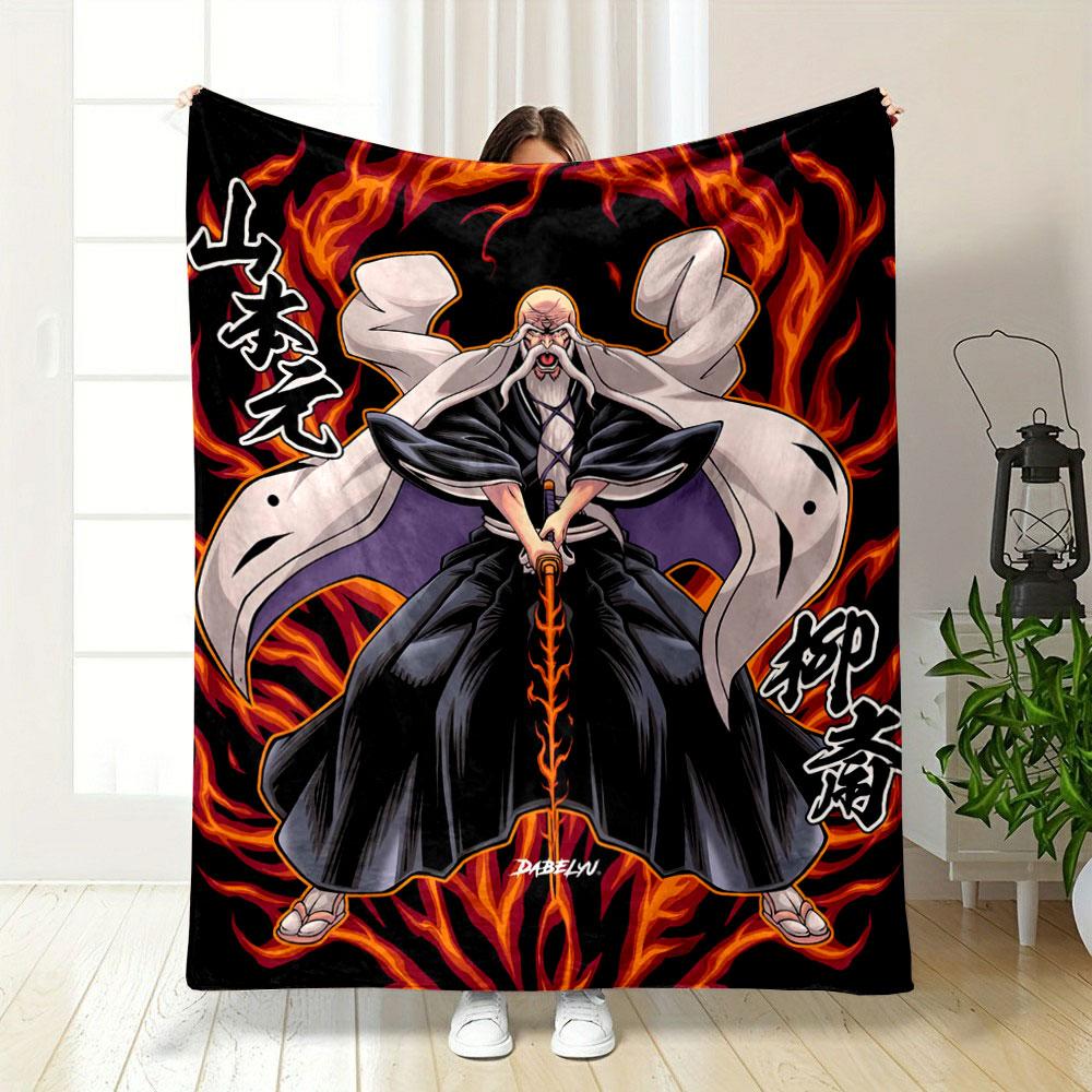 Fiery Aura Surrounds Sword-wielding Figure, Emphasizing Intensity and Power. for All Seasons Blanket Lunch Break Throw Gift 75X95CM
