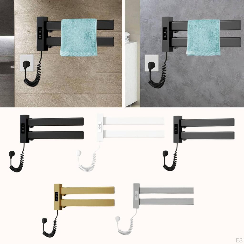 Electric Heated Towel Rack Smart Temperature Control Warming for Shower Black