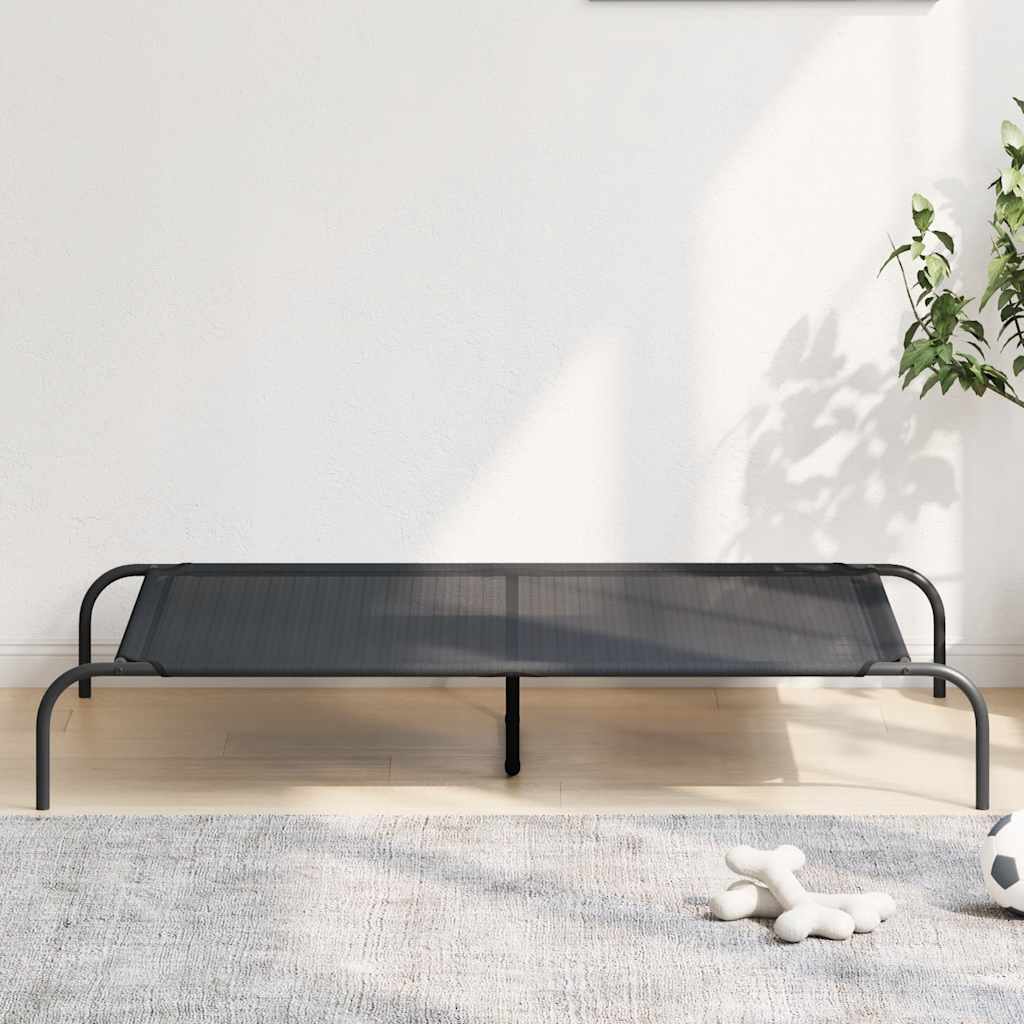 vidaXL Hundebett Erhöht Schwarz 130x80x20 cm Textilene und Stahl schwarz