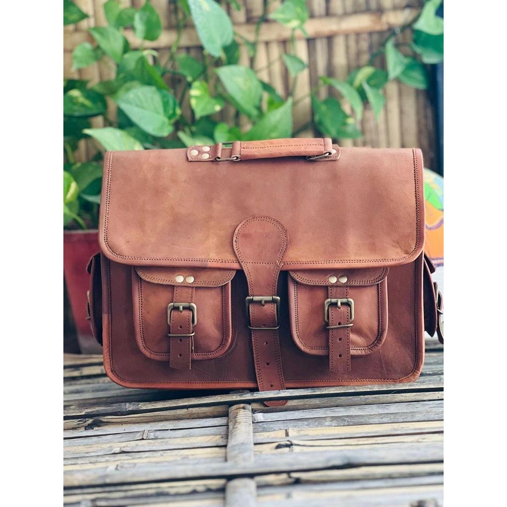 Handmade Luxury Leather Vintage Laptop Messenger Briefcase Bag Satchel