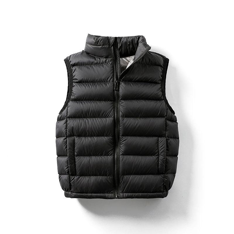 Kids Sleeveless Vest Stand Collar Sport Down Vest Solid Color Zipper Lightweight Warm Winter Outerwear