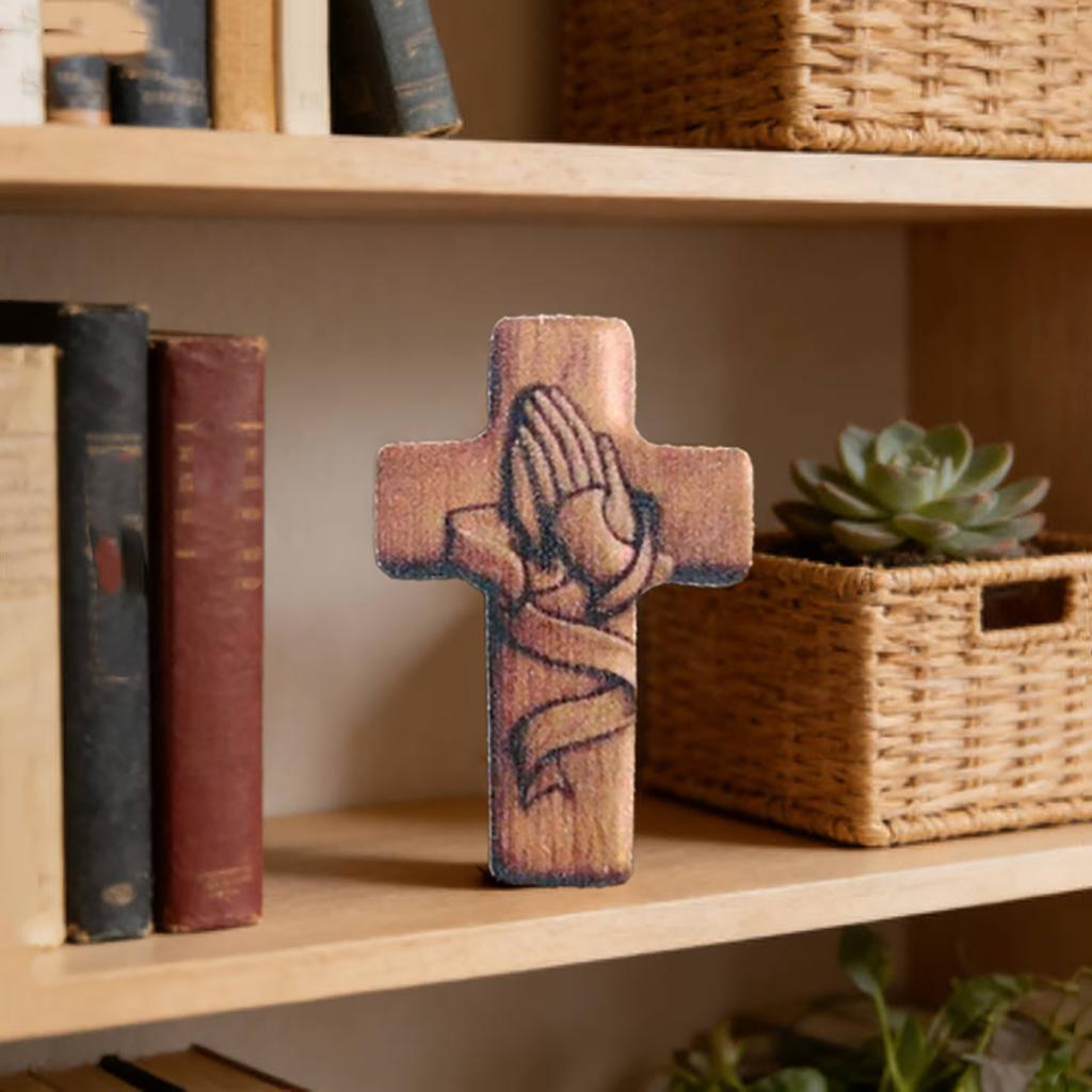 Croix de poche plate en bois 2D Ornement Cadeau