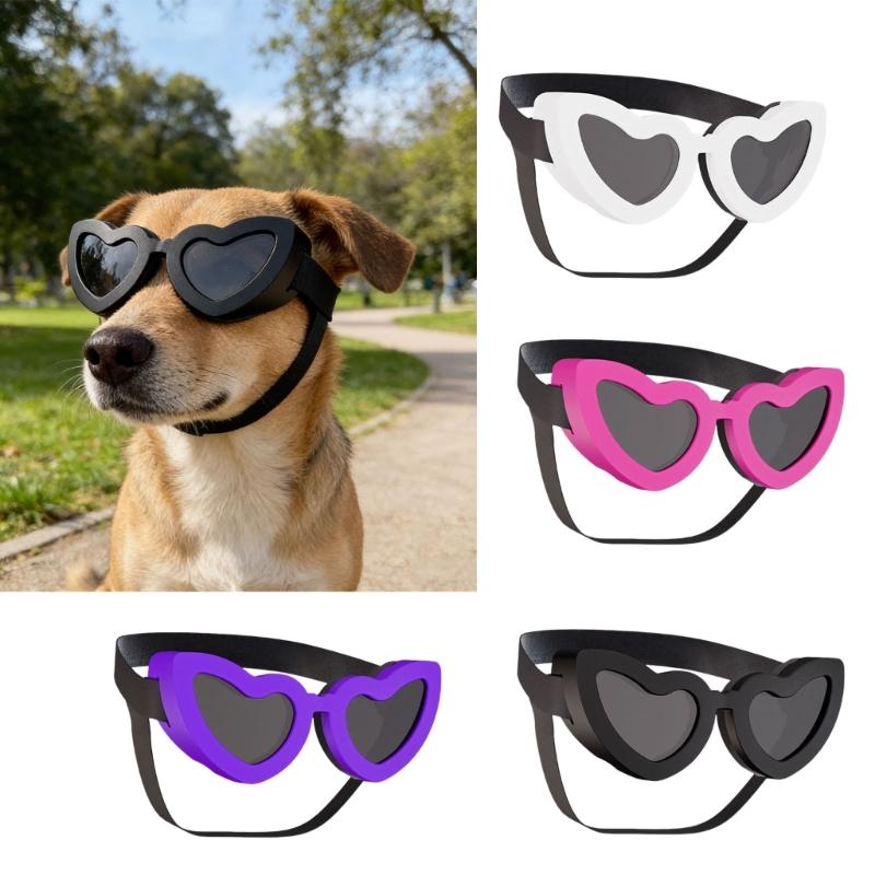 Cute Heart Design Dog Sunglasses PC Lens Wind Sand Dust Proof Protective Eyewears For Pet Walking Running