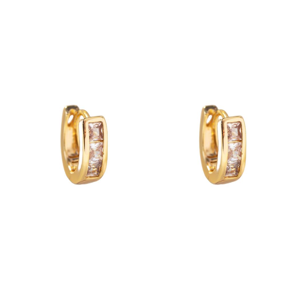 European Classic Women's Large Gold-Plated Hoop Earrings with Rhinestones - Lightweight, Fashionable, Luxurious Studs