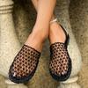 Fishnet Woven and Perforated Roman Sandals for Women, Summer Breathable Flat-bottomed Toe Half-slippers, Outdoor Beach Sandals