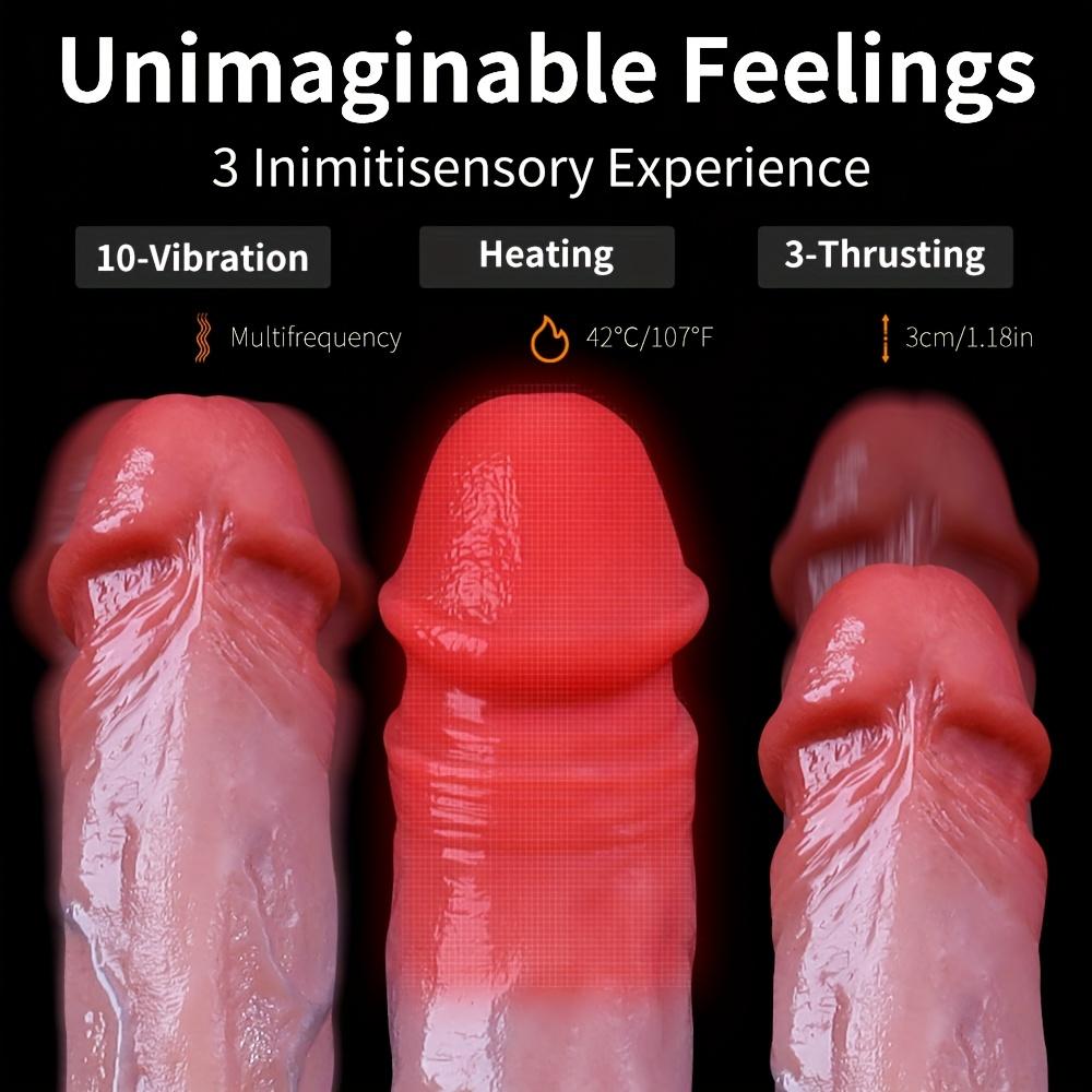 Heated Realistic Dildo Vibrator with Tongue Licking&Thrusting,Remote-Controlled Silicone Sex Toy for G-Spot Stimulation,1200mAh Rechargeable