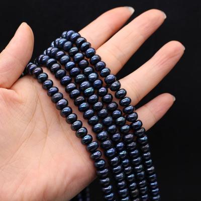 AA Svart Pärla Sötvattenspärla Brödformade Pärlor 7-8mm För Smyckestillverkning DIY Halsband Armband Örhängen Tillbehör