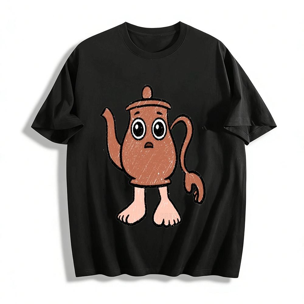 

Cute Anthropomorphic Teapot Graphic Casual T-Shirt Pure cotton T-shirt XXS