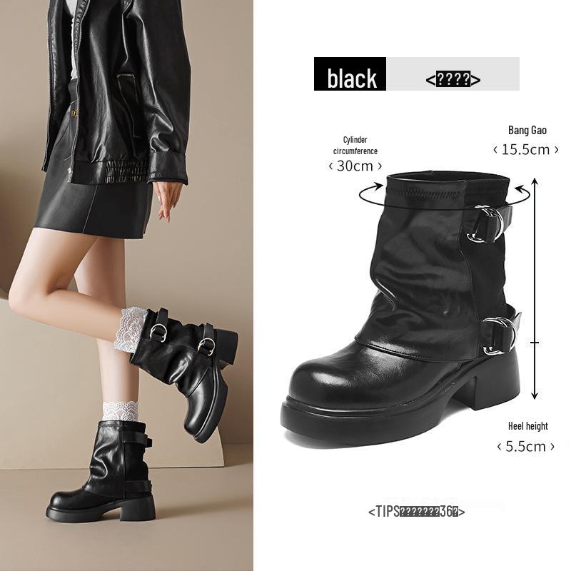 Augusden Women's Black Martin Boots 2025 - New Autumn Thick Sole Ankle Boots