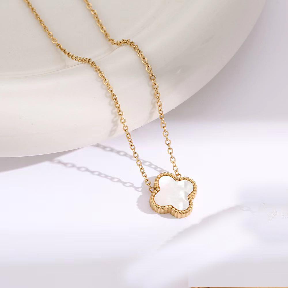 13 mm titanium staal verliest geen kleur ketting dubbelzijdige klavertje vier ketting hoogwaardige luxe dames hanger sieraden