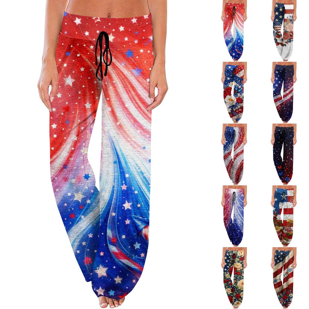 Women's Fashion Loose-Fit Drawstring Elastic Waist Casual Printed Pants