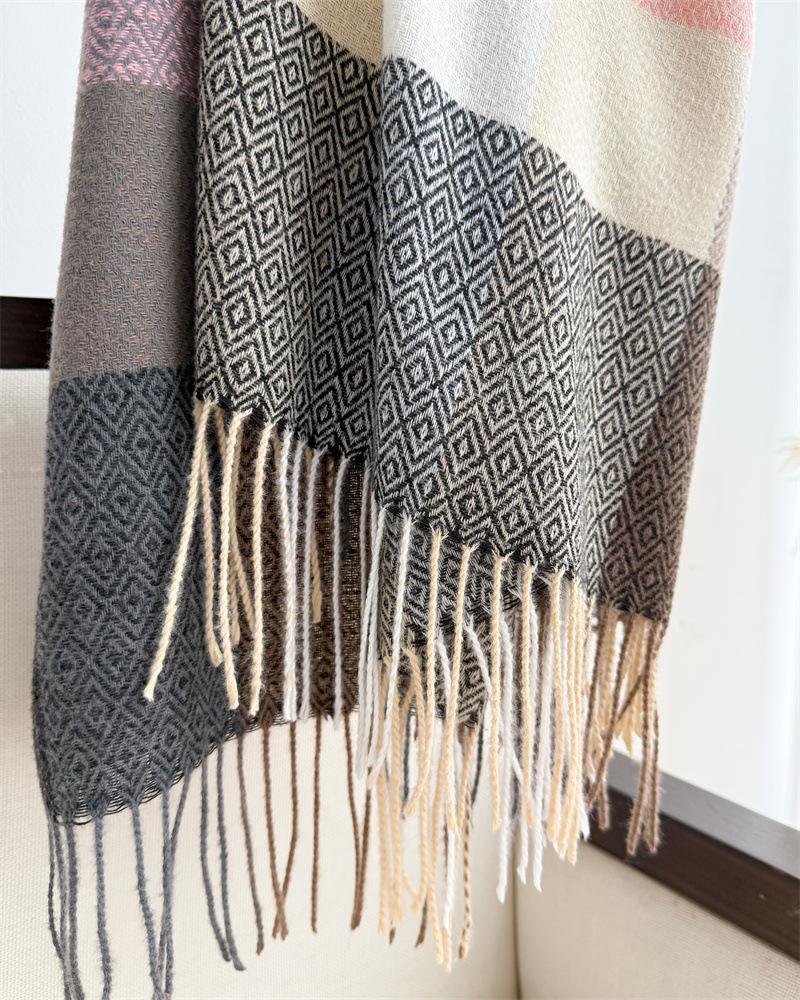 Scarf For Men Women Korean Autumn Winter Classic Plaid Thicken Student Long Shawl Warp Neck Thicken Keep Warm Tassel Scarves