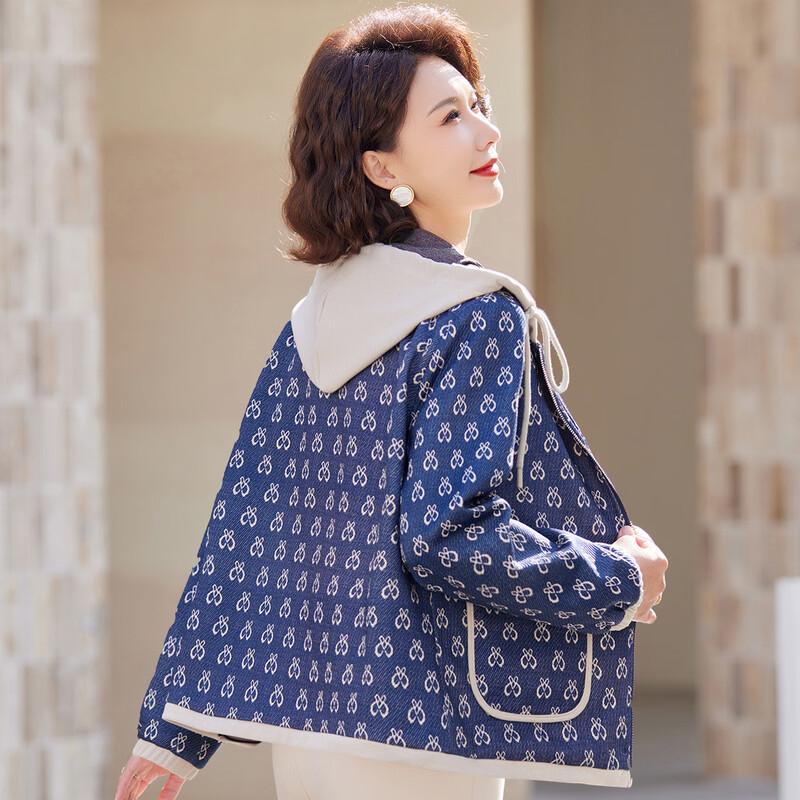 

Women s Floral Print Hooded Casual Jacket 4XL