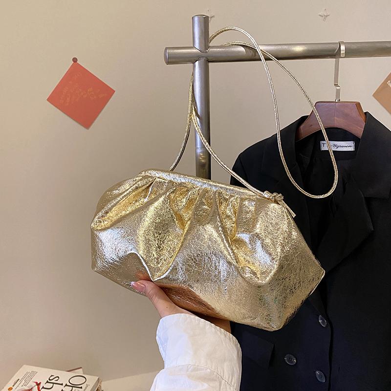 Golden Evening Clutch Bags for Women Wedding Dinner Party Crossbody Cloud Bag New Luxury Designer Purses and Handbags