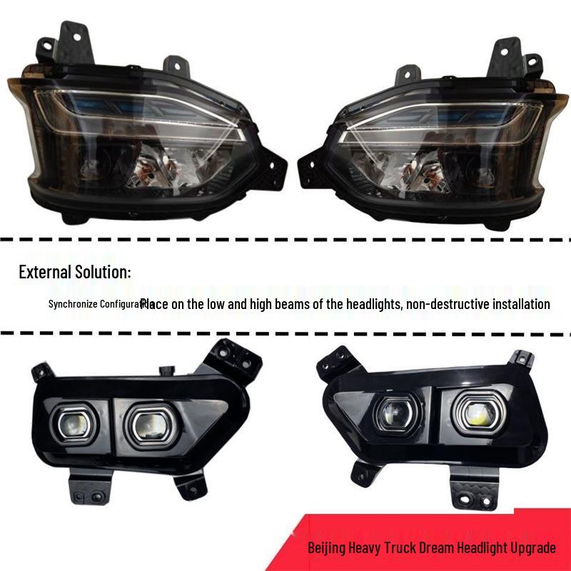 Compatible Highlight Dual Lens for Beijing Heavy-Duty Truck: Front Fog & Headlight Modification Kit