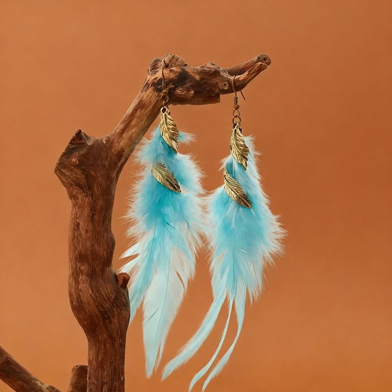 Bohemian Tassel Feather Earrings: Retro Ethnic Style for a Chic European & American Look