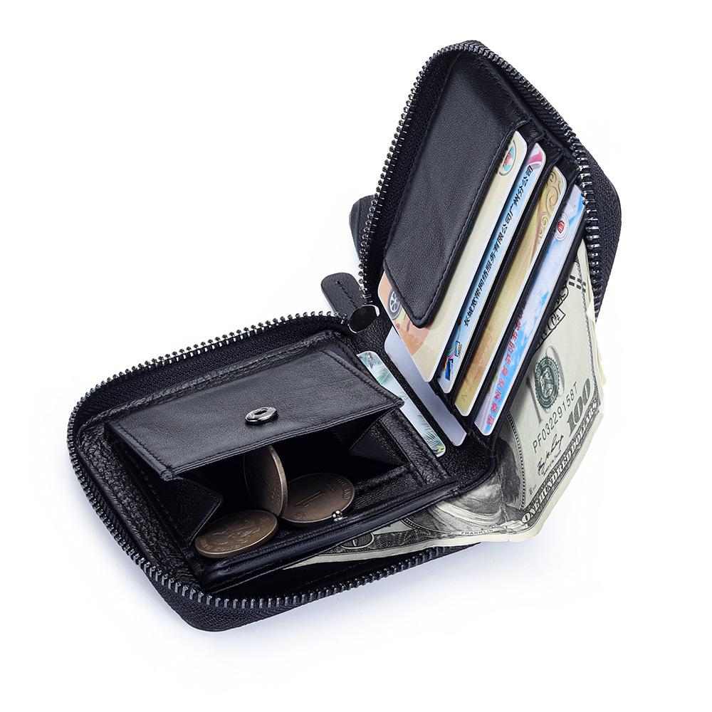 Classic sheepskin woven zipper small wallet 2025 new large capacity multi-functional change coin bag half fold wallet