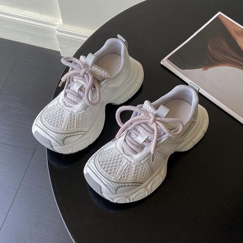 

Fashion trend pink retro platform Chunky Sneakers women s new summer thin breathable soft-soled sneakers 40