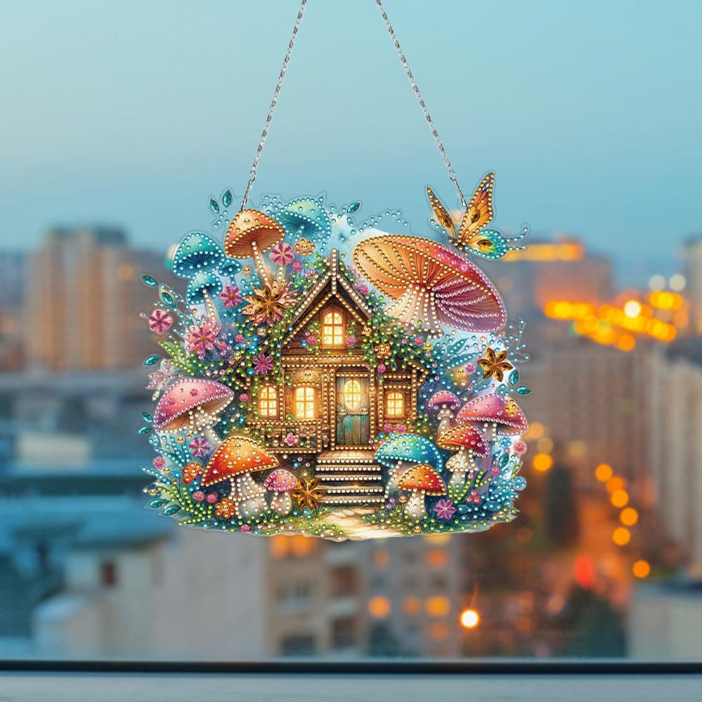 2pcs Acrylic 2D Flat DIY Special Shape Rhinestone Diamond Art Window Pendants Diamond Painting Set DIY Home Decor Hanging Charm