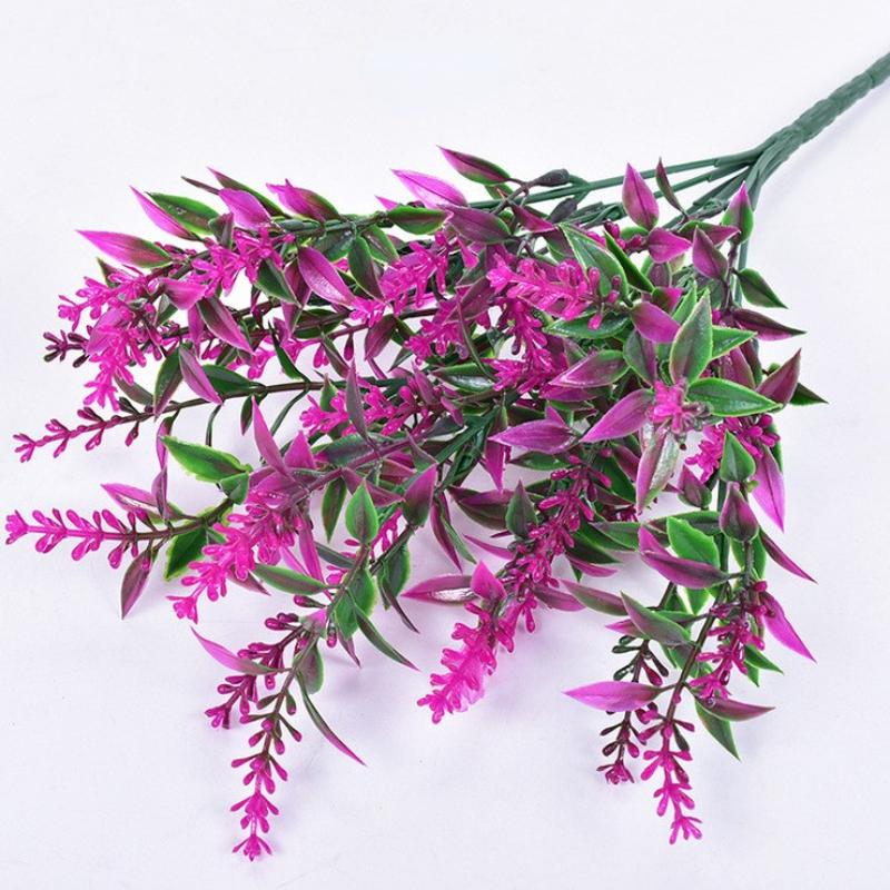Artificial Flower Plastic Lavender Fake Plant Wedding Home Garden Decoration Bridal Bouquet Photography