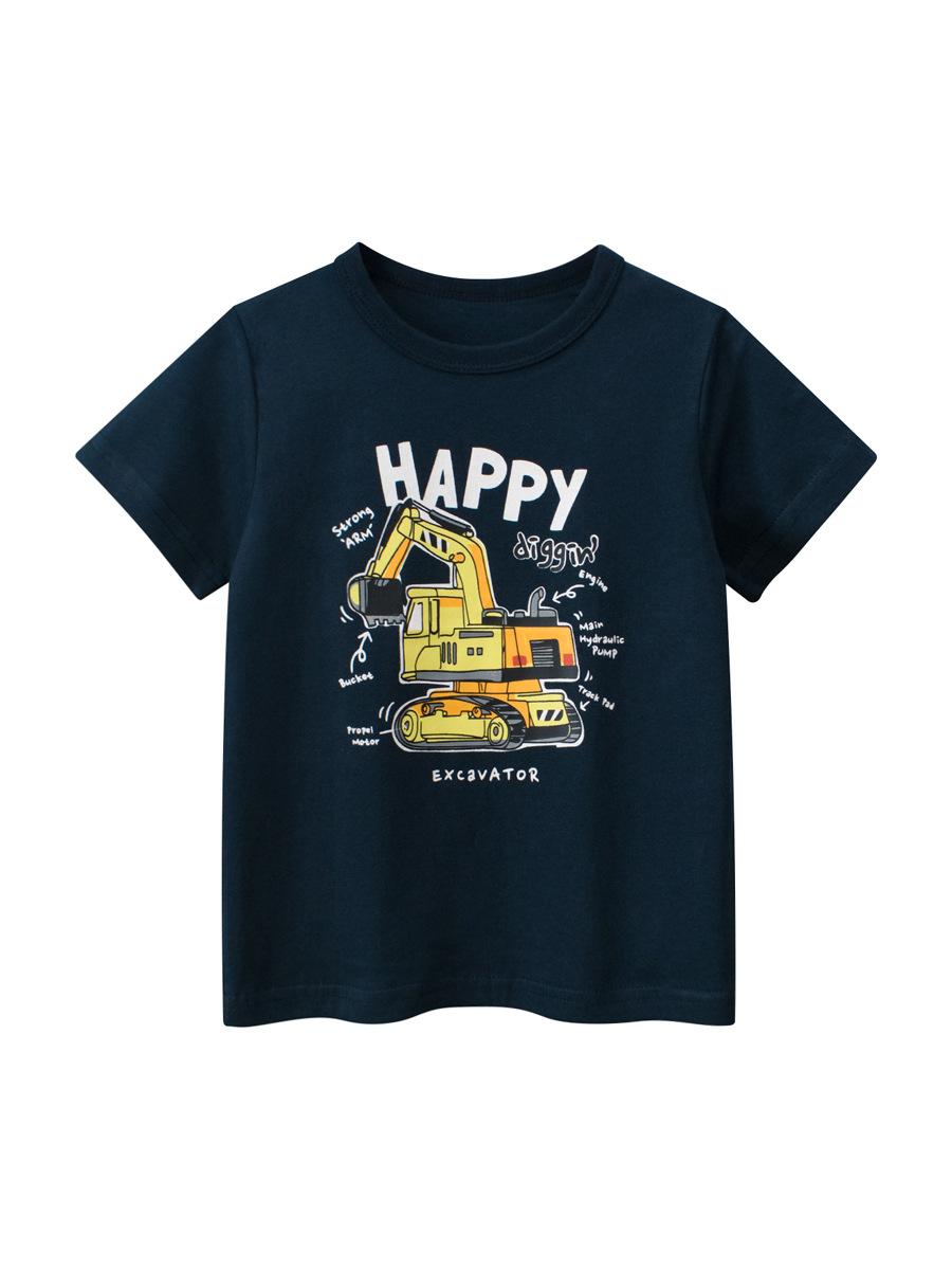 Children s clothing summer new children s short-sleeved T-shirt black printed baby boy clothes 90cm