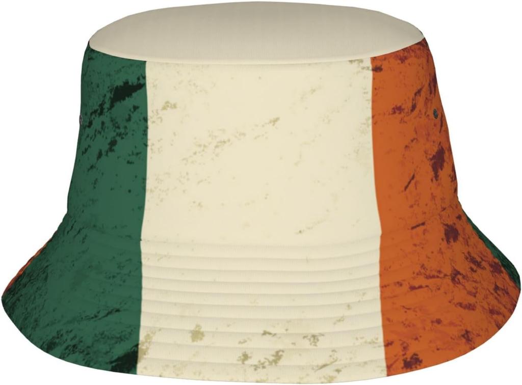 Cute Irish Ireland Flag Bucket Hat For Women Men Packable Summer Beach Sun Hats Outdoor Irish Shamrock Cap 003