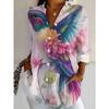 New Plus Size Women's Long Sleeve Printed Shirt Digitally Printed Versatile Elegant Shirt