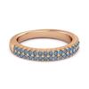 London Blue Topaz Dual Row Pave Band Ring- 925 Sterling Silver Rose Gold Vermeil