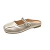 Huge good-looking flat silver single shoes, women's comfortable new summer skirt Mary Jane shoes, ballet evening shoes