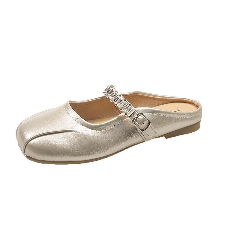 Huge good-looking flat silver single shoes, women's comfortable new summer skirt Mary Jane shoes, ballet evening shoes