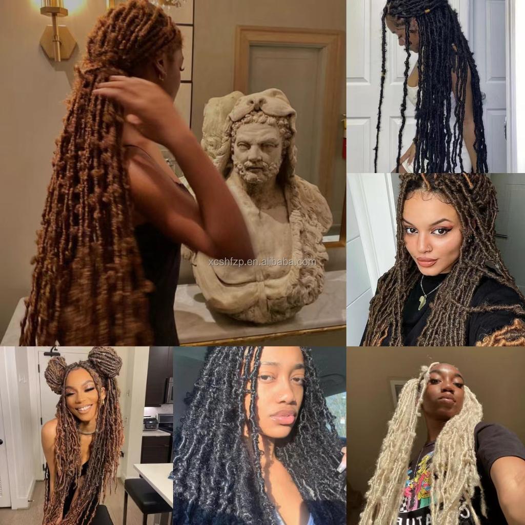 Butterfly Locs Häkelhaar Zöpfe Extensions Weiches Synthetisches Einzel-Weft Faux Locks Lockige Zöpfe Dreadlocks Strähnen Faux Locks
