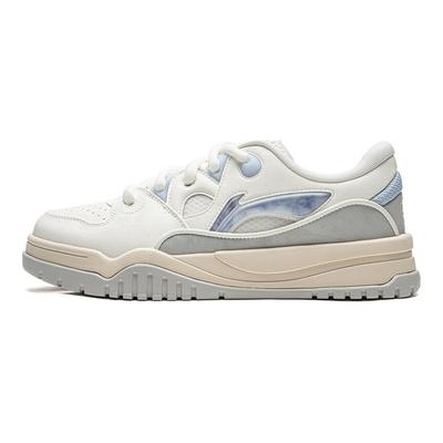 Li Ning Trendy Leap Skateboard Shoes Men's Low Top Champagne White/Crystal Lime AGCW165-2