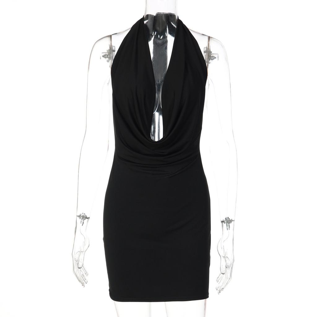 Plastics Dress With High Elasticity And Deep V Neck For Party And Street Style