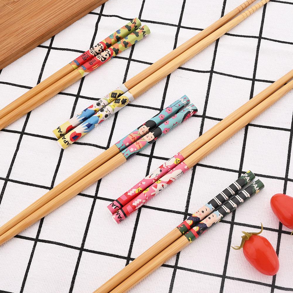 5Pairs Bamboo Chopsticks Household Long Chopsticks Family Pointy Cute Personality Bamboo Non-slip Set Tableware Gift Chopsticks