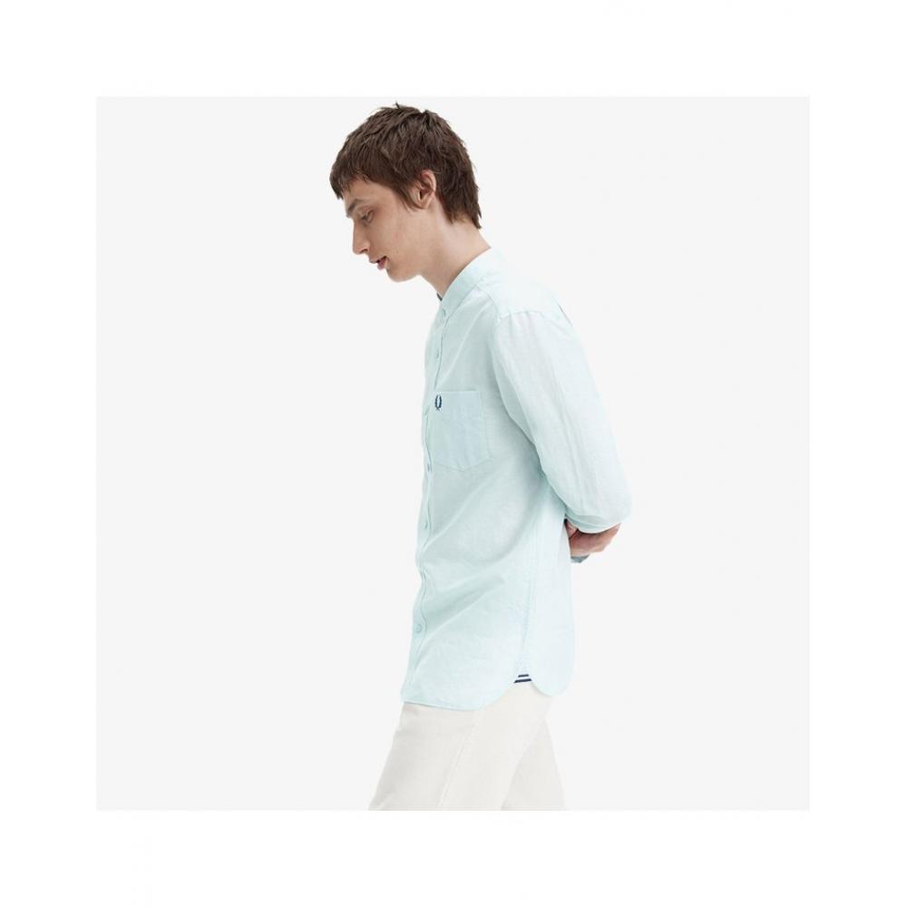 Fred Perry Linen Blend Granddad Collar Shirt  R30  Afpm2417763 R30