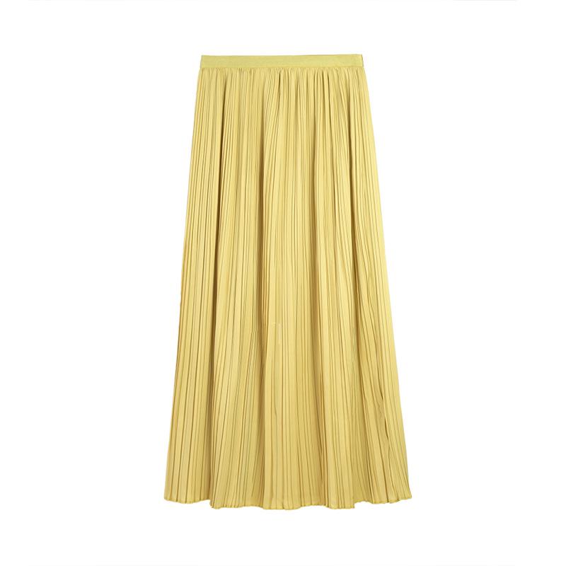 High Waist Pleated A-Line Midi Skirt - 2025 Slimming, Solid Color, Versatile Design