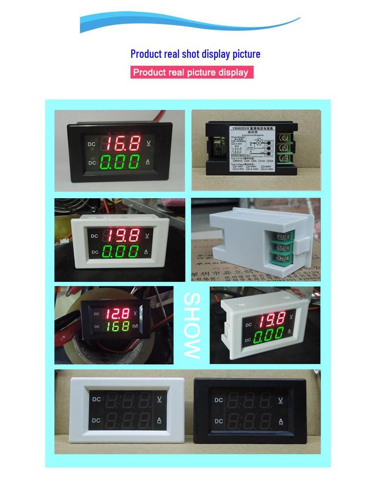 YB4835VA Voltmetru Ampermetru Digital DC 12V cu Afișaj Dual