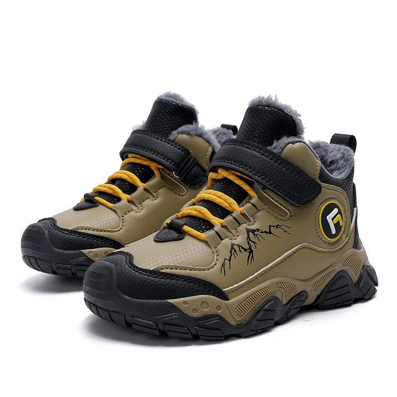 Boys' Fleece-Lined Winter Hiking Shoes – Warm, Non-Slip Sports Footwear for Kids