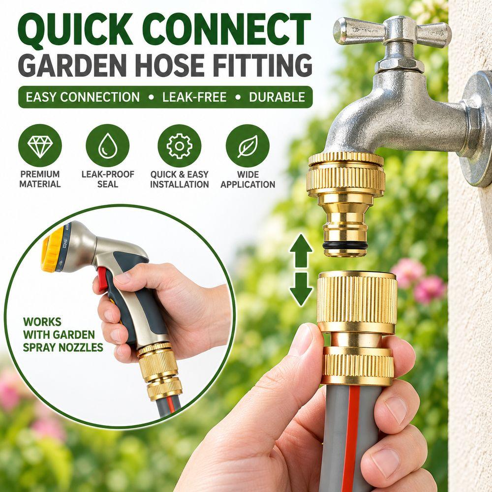 Aluminum Alloy Hose Quick Connector Quick Connect Drip Irrigation Connector for Garden Pipes
