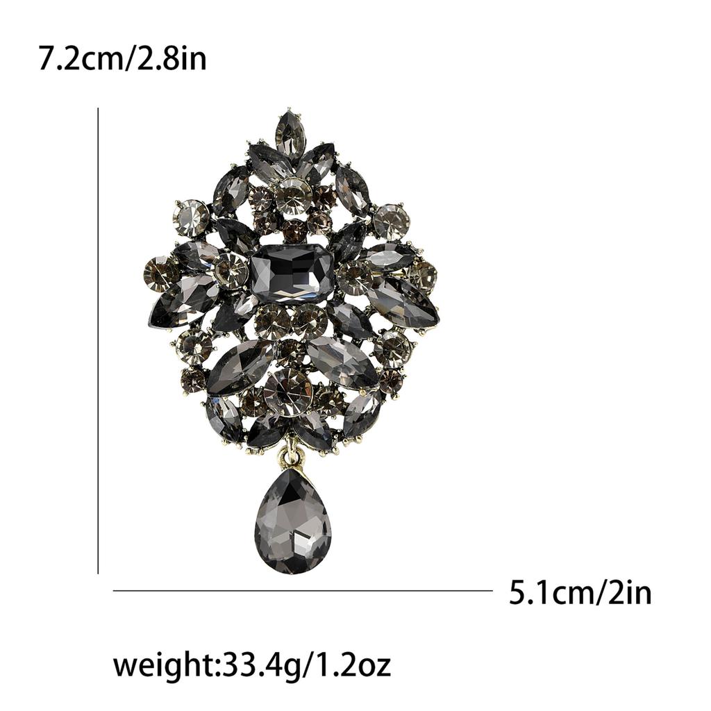 Fashion Crystal Glass Pendant Brooch Elegant Suit Accessories Brooch