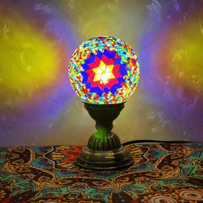 Moroccan Mosaic Table Lamp: DIY Ethnic Bedside Night Light with Music, Turkish Round Ball Design, Internet Celebrity Decor