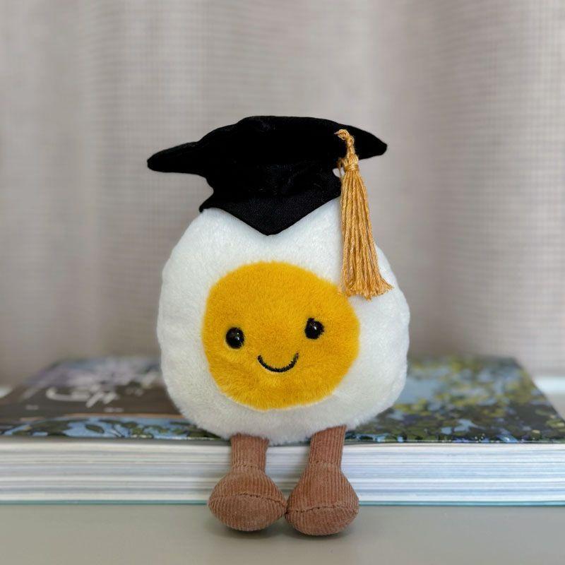 Funny Boiled Egg Graduation Stuffed Toy Cute Food Plush Accessories Fun Graduations Gift