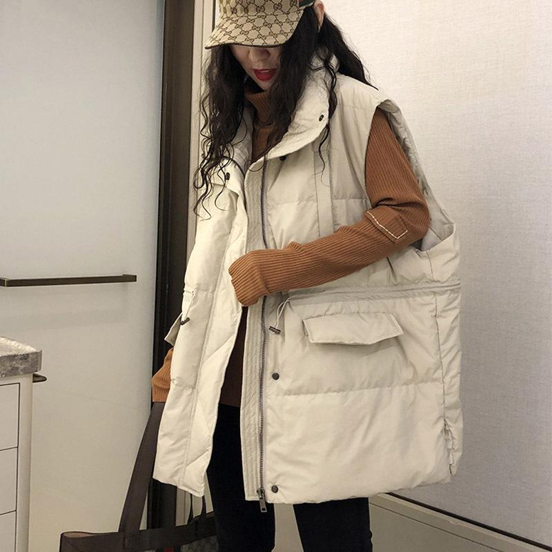 Dongdaemun Down Vest Women's 2025 Autumn and Winter Fashion Stand-up Collar Waist Large Version Vest Outer Wear Vest Jacket
